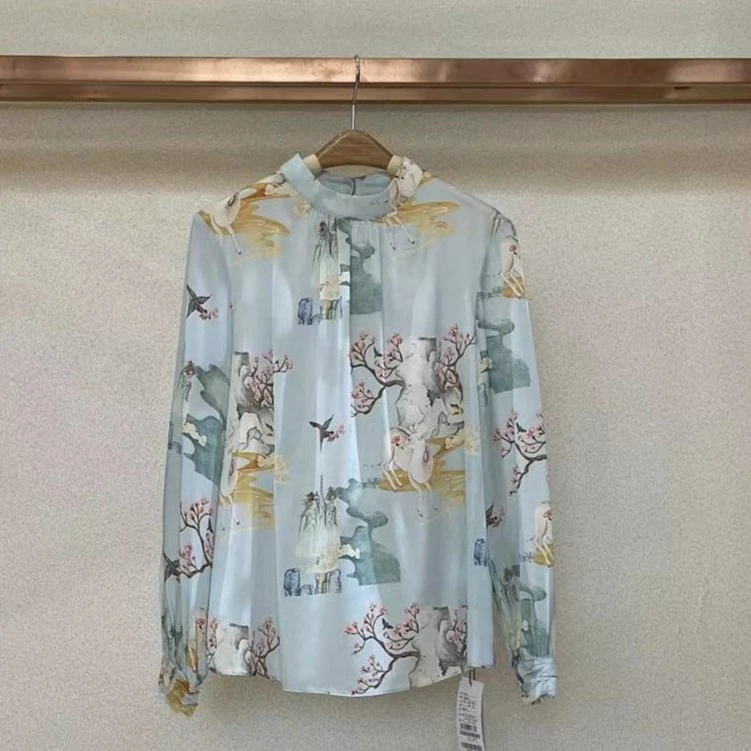 赛汗王春夏新款真丝小鹿衬衣808521