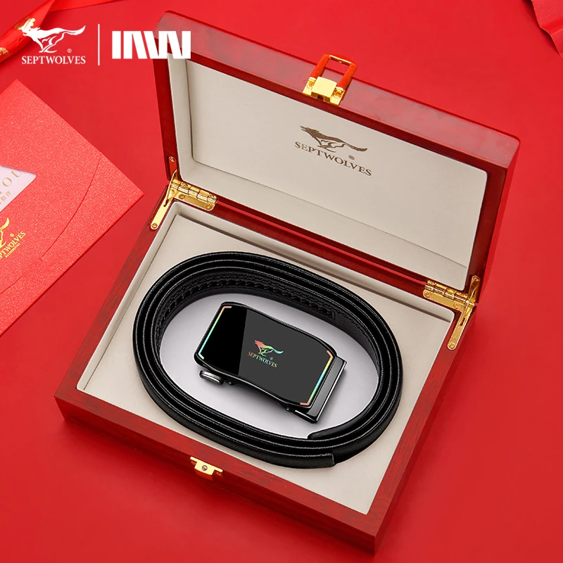 七匹狼皮带男士真皮自动扣腰带七夕情人节礼物送男友老公实用裤带