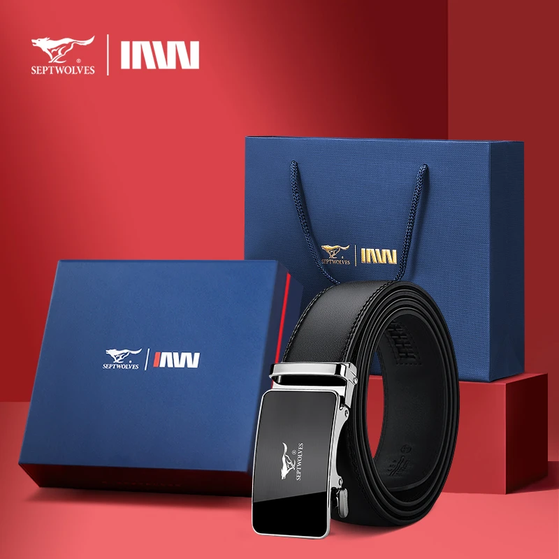 七匹狼皮带男士真皮2024新款正品自动扣腰带牛皮年轻人休闲裤带潮