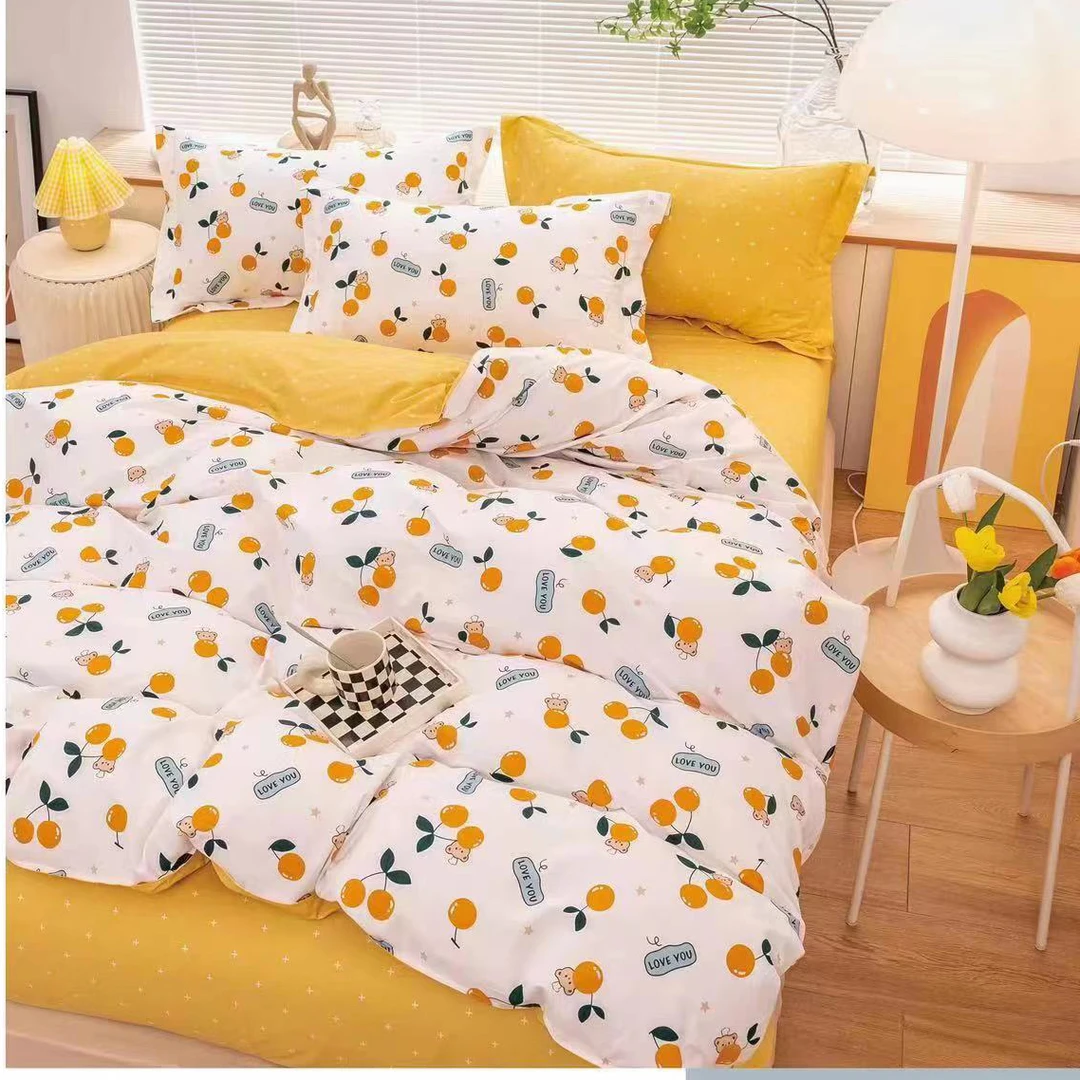 英子家纺-纯棉订制-纯棉高支高密斜纹面料-樱桃黄-AB版舒适