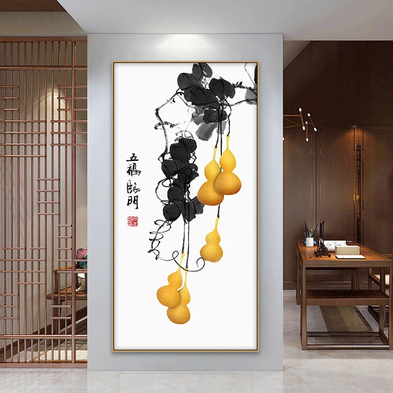 五福临门葫芦2022新款十字绣家用中式客厅玄关竖手工自己线绣刺绣