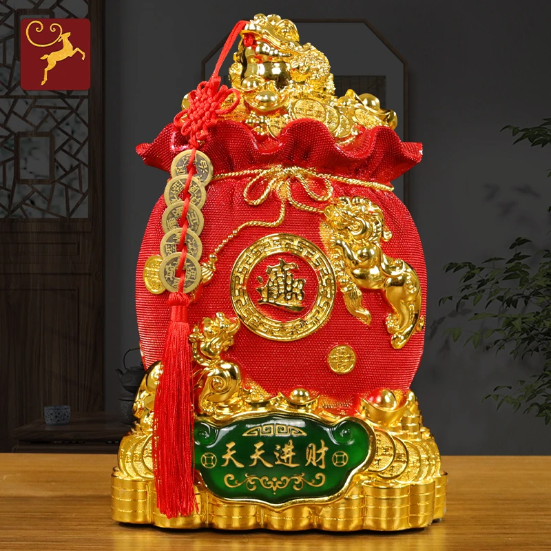 钱袋存钱罐摆件金蟾福袋储蓄罐可存可取客厅酒柜电视柜装饰礼品