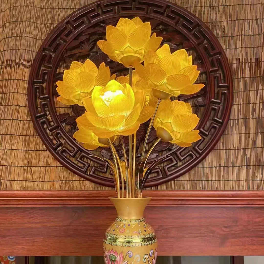 琉璃家用led插电花瓶荷花灯，大号。