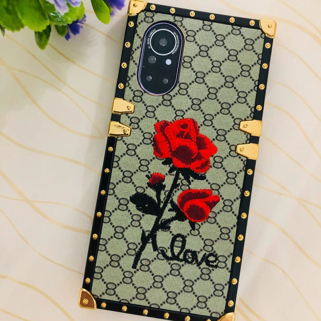 华为Nova8/7系列刺绣手机壳nova8pro玫瑰花手机壳