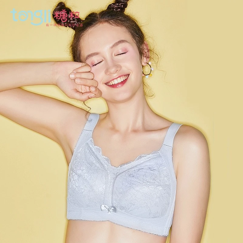 糖粒大胸显小显瘦文胸无钢圈超薄款大码内衣女聚拢收副乳防下垂夏