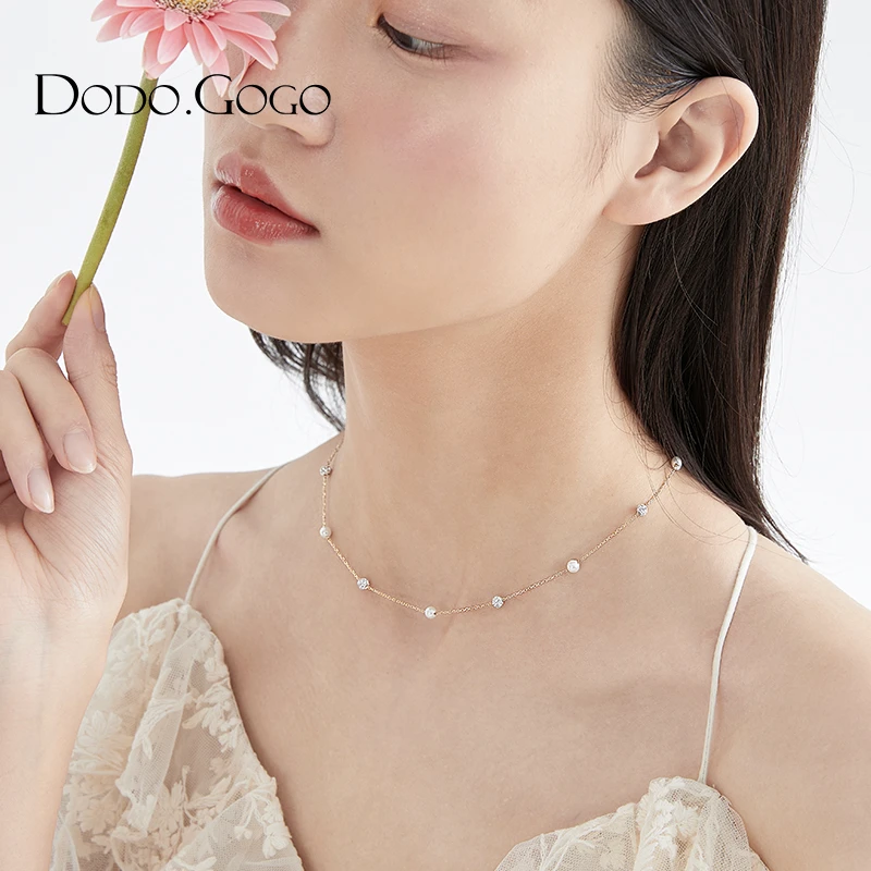 DODOGOGO 链子925银合成锆石 设计项链冷淡风轻奢气质锁骨链女