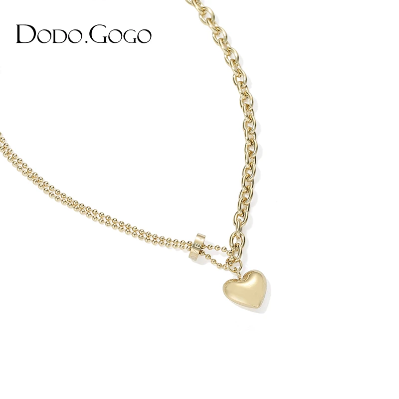 DODOGOGO 钛钢项链 爱心项链女心形锁骨链ins冷淡风简约复古吊坠