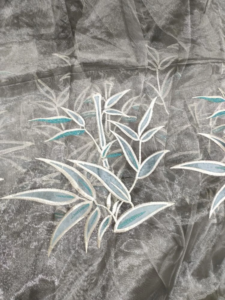 8011灰色底竹子纱帘宽6高2.75钩