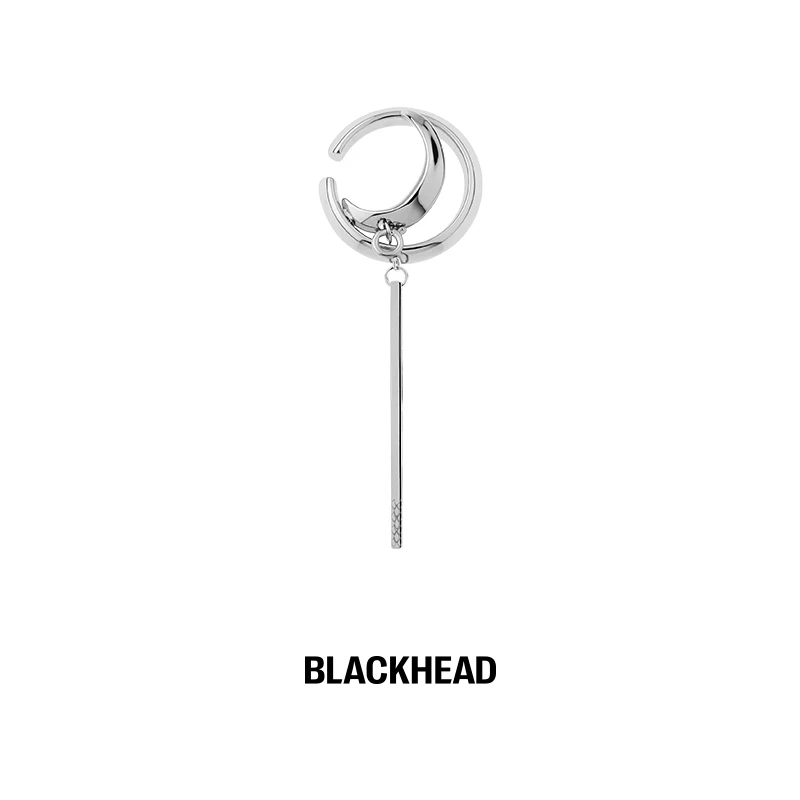 BLACK HEAD/黑头 钛钢耳饰 尖牙吊坠免穿刺环形耳挂（单支）