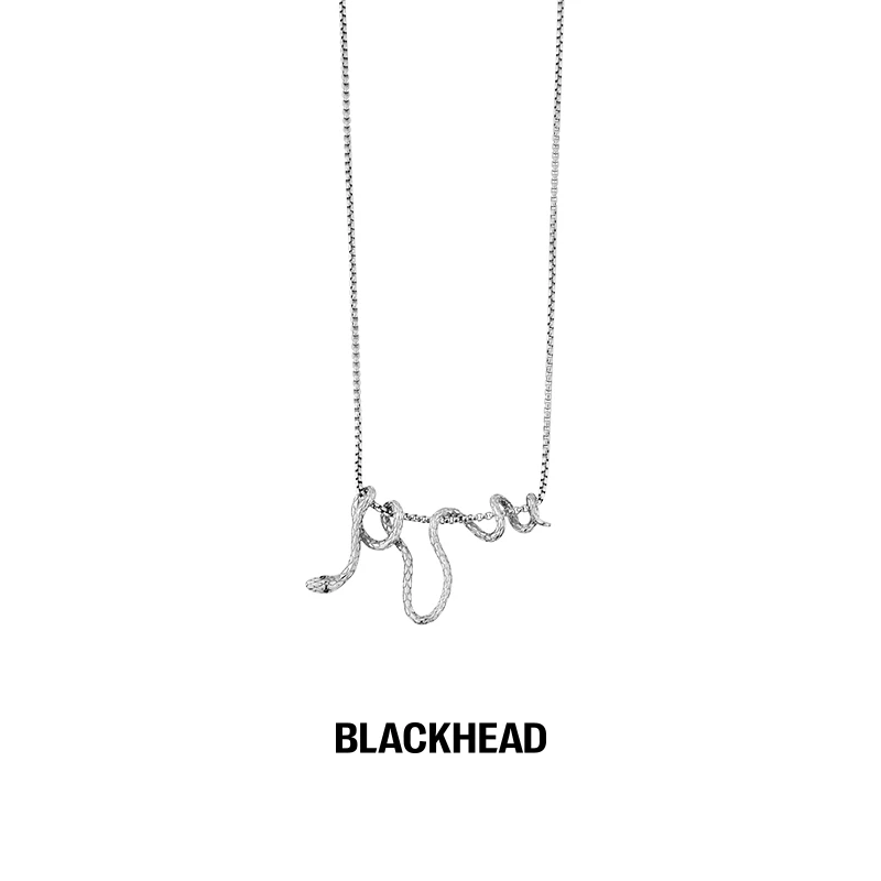 BLACK HEAD/黑头 钛钢项链 嘻哈蛇形缠绕暗黑吊坠小众古巴项链