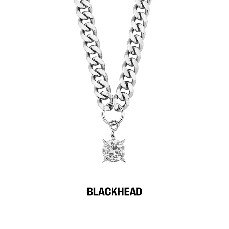 BLACK HEAD/黑头 钛钢项链 渐变镶钻拆卸项链