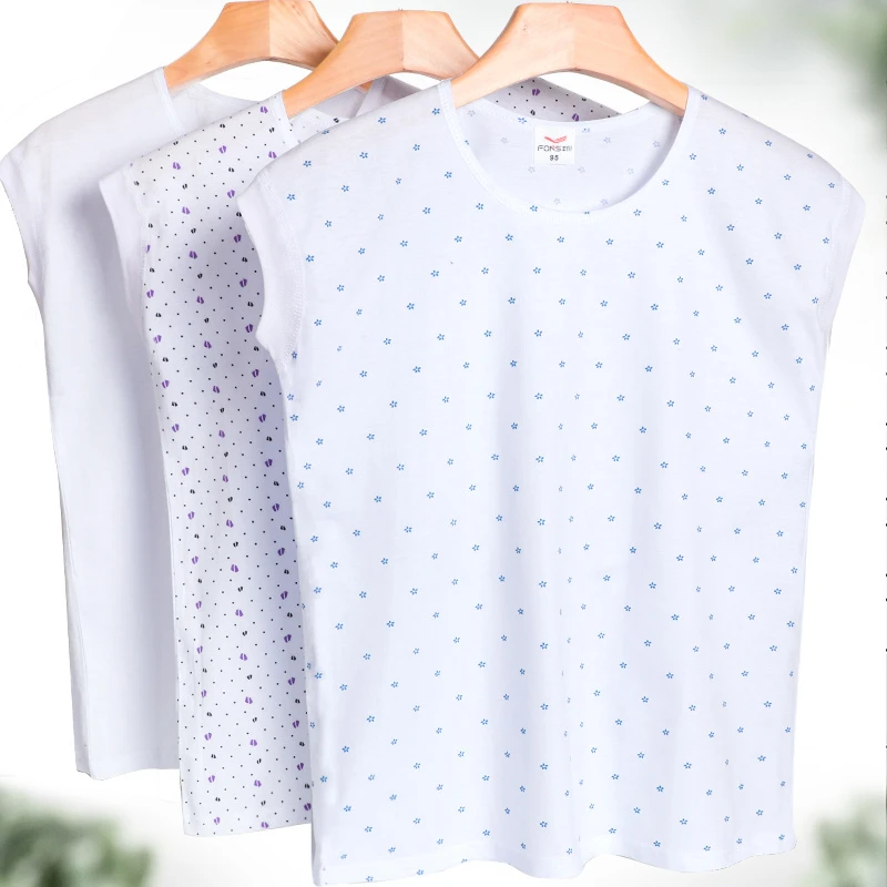 女士背心纯棉老太太宽肩奶奶全棉无袖汗衫中老年人内衣打底衫宽松