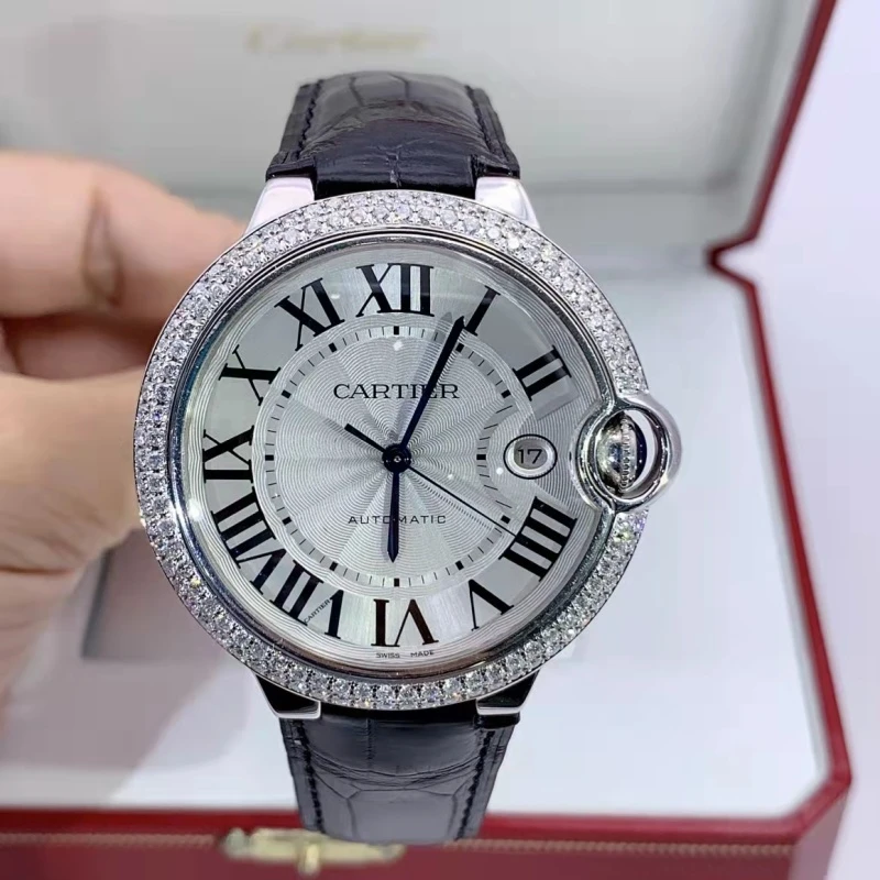 95新 Cartier/卡地亚 蓝气球42mm后镶钻自动机械腕男手腕表