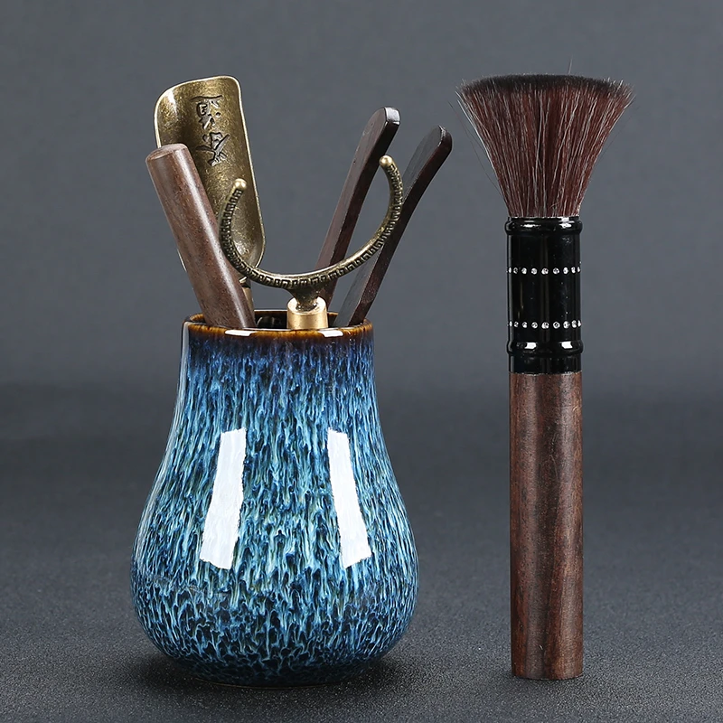 功夫茶具配件黑檀木茶道六君子配件大全6君子泡茶工具茶夹针勺