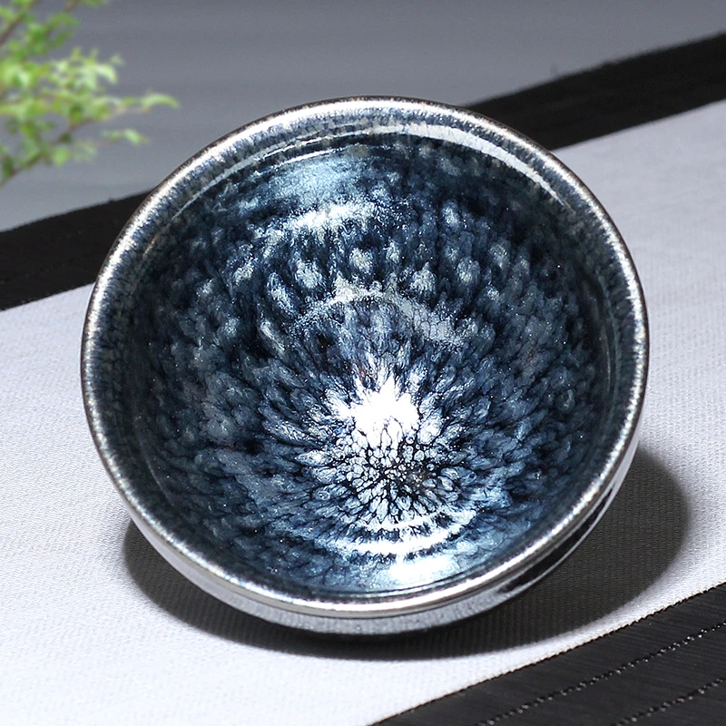 剑毫建盏蓝麒麟功夫茶杯陶瓷单个茶盏杯品茗杯主人单杯纯手工