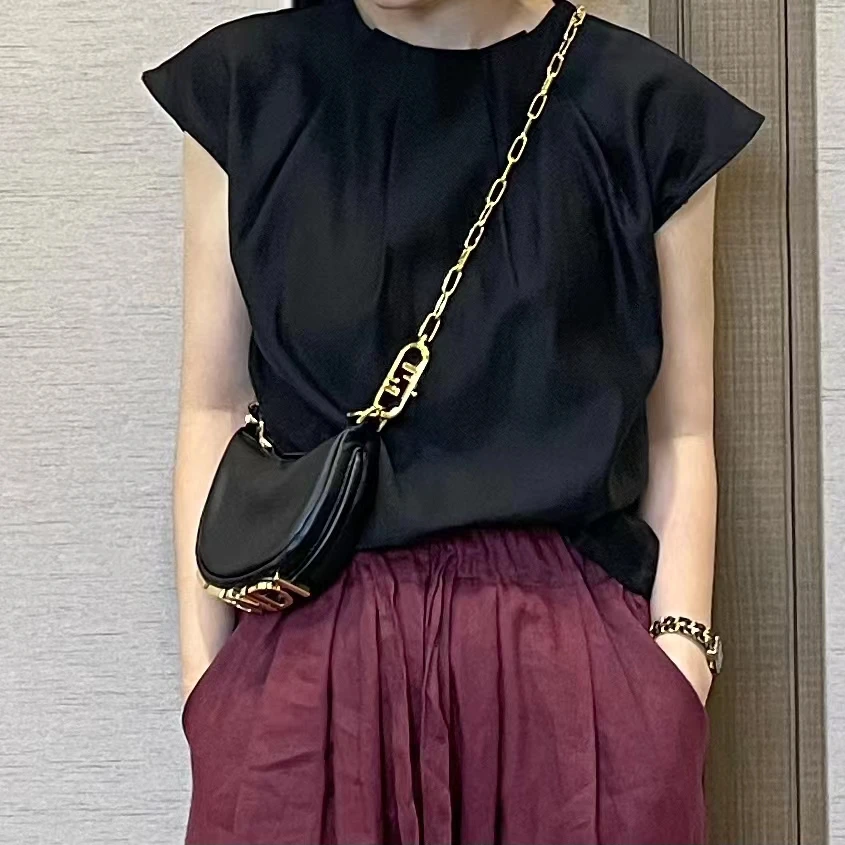 【程发发】夏季压褶立领显瘦衬衫269