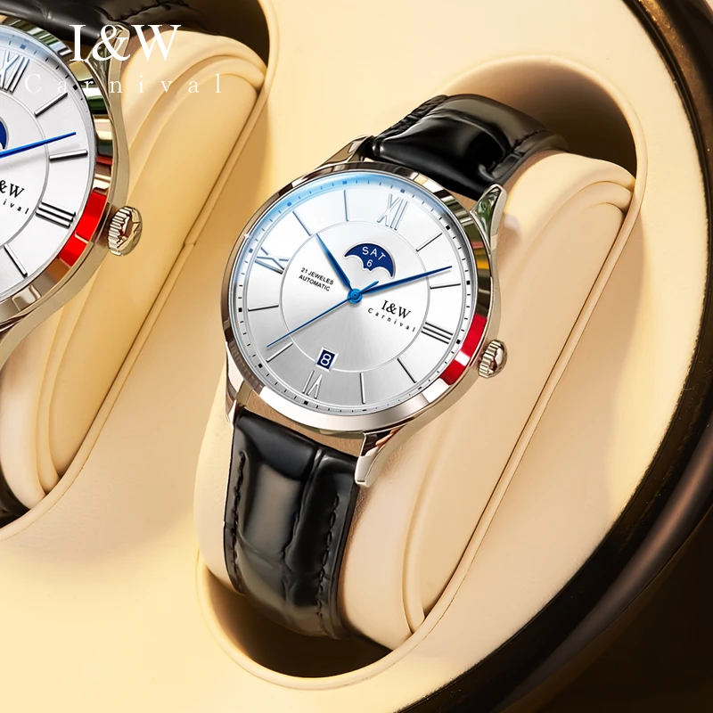 【进口机芯】正品I&W爱沃驰女士手表机械表防水潮流时尚女款表8528