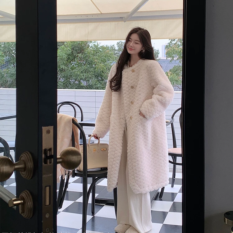 BAIFEI/【反季清货】秋冬新款高端休闲羊毛韩式大衣女oversize款