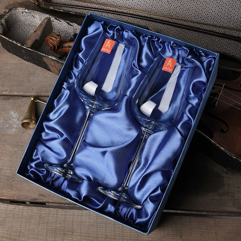 家用水晶红酒杯套装2个玻璃葡萄酒具高脚杯创意礼盒装一对礼品袋