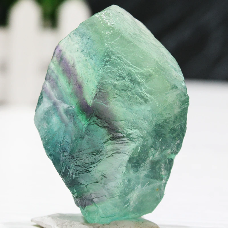 时玖天然绿色水晶萤石矿物晶体水晶原石摆件大颗粒镇纸雕刻矿石