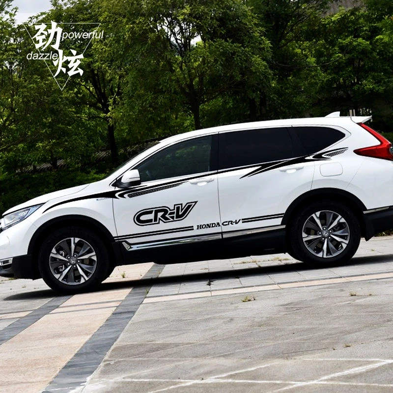 适用于本田CRV车贴纸个性腰线拉花改装贴纸crv车身彩条装饰贴花