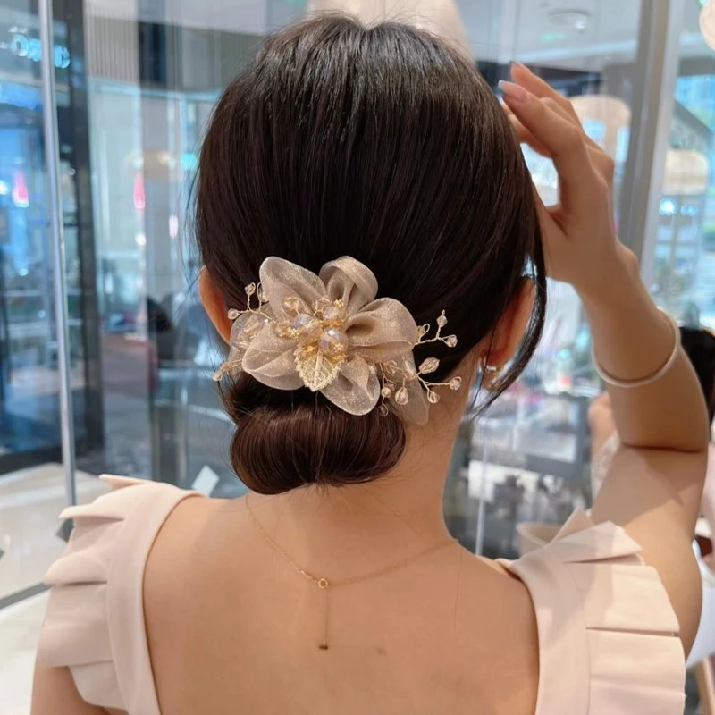 布艺发饰 盛夏星海之花大肠发圈太阳花高级感发绳头绳女扎头发