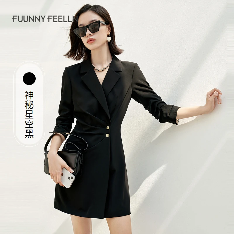 FF仿佛黑色法式西装连衣裙显瘦适收腰气质FF01095