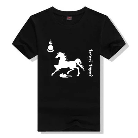 蒙古纯棉短袖蒙古族花纹元素蒙古国蒙古草原马民族风T恤男女衣服