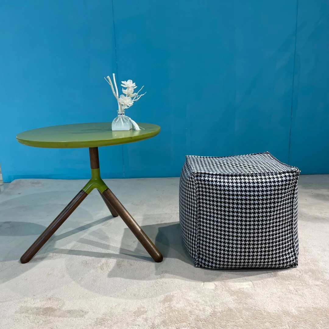 everlife/象汪家居工厂直销北欧轻奢家用简约风 黑白千鸟格方坐凳