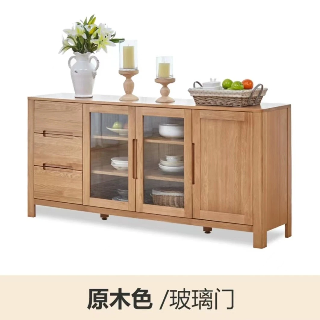  北欧酒柜茶水柜收纳置物柜碗柜玻璃实木餐边柜储物柜