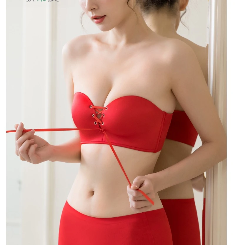 无肩带内衣女小胸聚拢防滑抹胸裹胸婚纱美背薄款隐形文胸夏季胸罩
