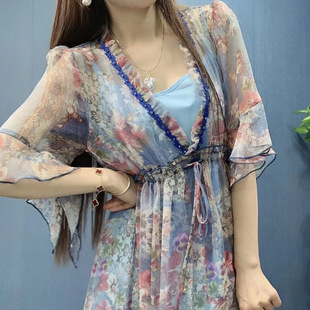 《酷尚》夏季新款女士仙气碎花连衣裙9187