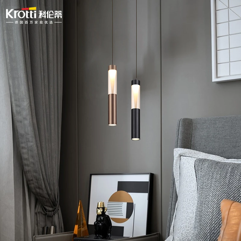 Krotti北欧风格床头吊灯卧室现代简约长线玄关吧台小吊灯