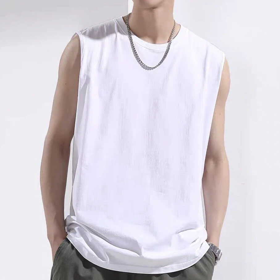 纯棉背心夏季外穿运动坎肩汗衫篮球健身全棉宽肩纯色男无袖背心