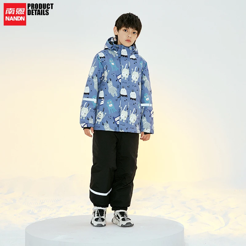 NANDN南恩男女童滑雪服裤单双板加厚保暖防水儿童套装滑雪服卡通