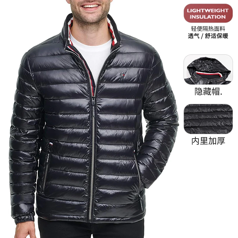 TOMMY HILFIGER汤米希尔费格男士隐藏帽轻便棉服时尚美式休闲外套