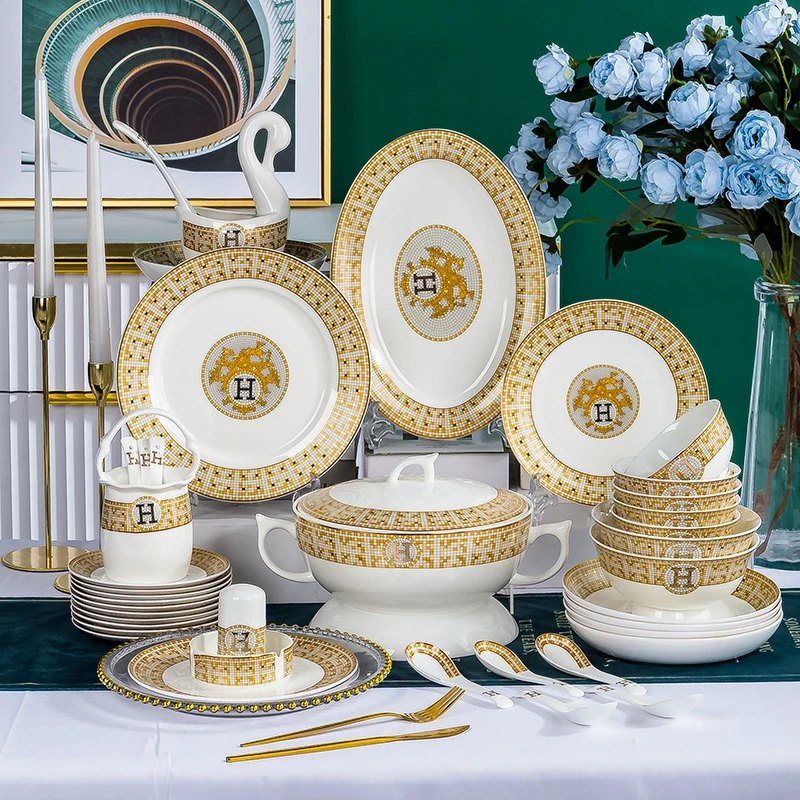 景德镇高温骨质瓷套装餐具婚礼高档礼品重工制作家庭精品自选