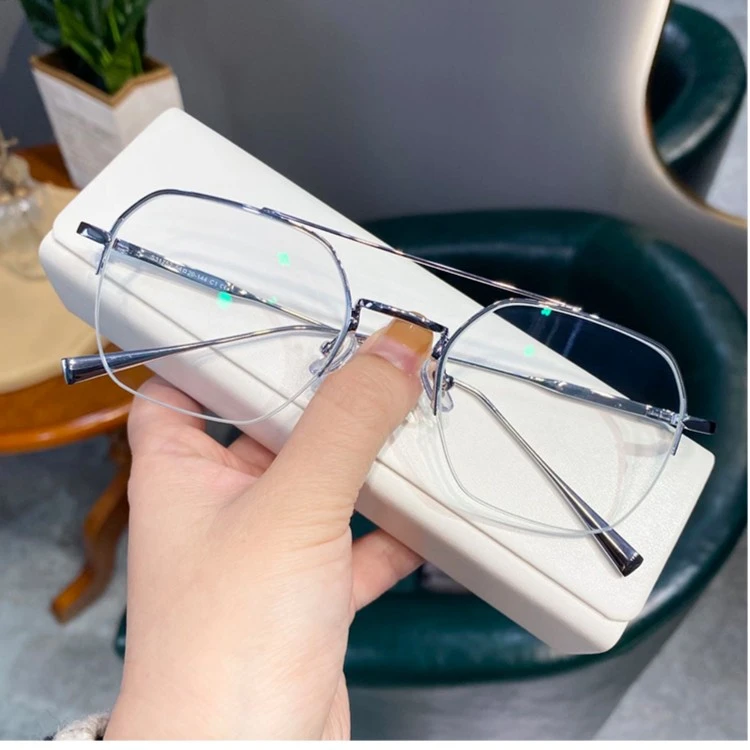 男士眼镜双梁商务双梁金丝边半框防蓝光眼镜架可配近视可变色