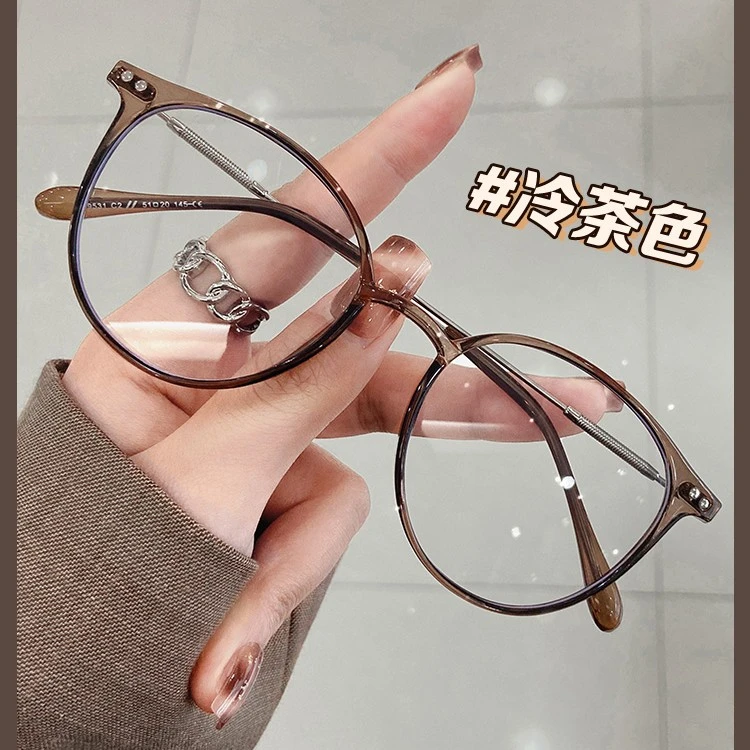 冷茶色近视眼镜框女大脸透明素颜可配有度数镜片防蓝光眼睛镜架男