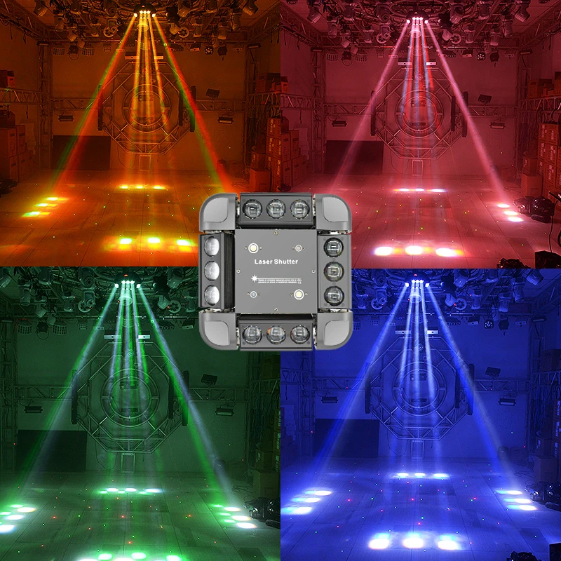 ktv酒吧声控灯氛围灯旋转七彩12颗风暴光束灯镭射激光爆闪蹦迪灯