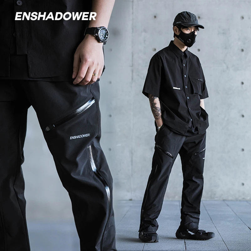 ENSHADOWER隐蔽者光感防水拉链直筒裤长裤春秋新潮男装男士休闲裤