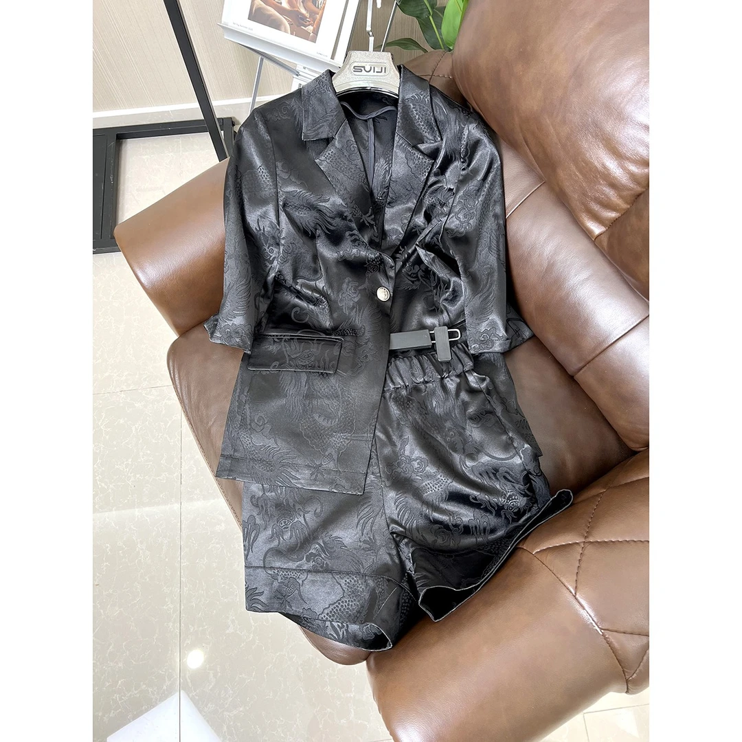 SUIJI/随机2024新款女士夏季国潮风外套气质短裤套装BL-2267显瘦