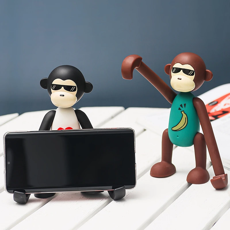 猴子卡通手机支架小猴创意懒人桌面办公室手机支架座礼品四肢可动