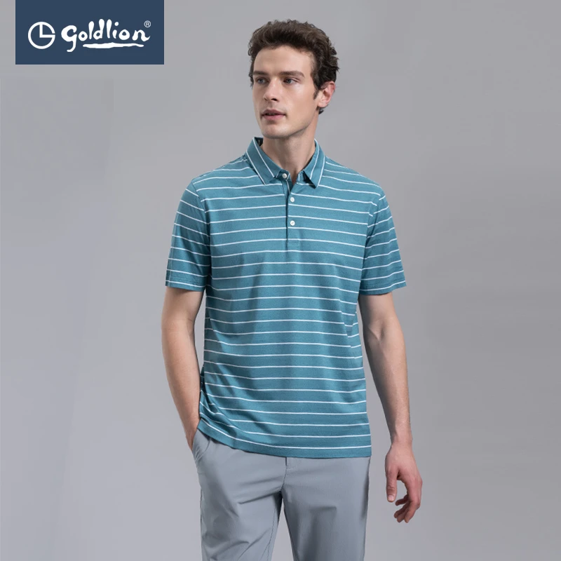 Goldlion/金利来【27.3%桑蚕丝+丝光】男士商务休闲短袖POLO衫