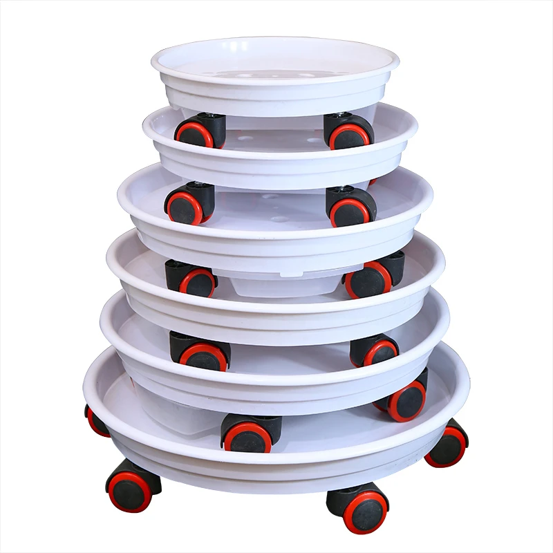 塑料托盘万向轮可移动盆栽底盘圆形底座陶瓷花盆垫底带滚轮托