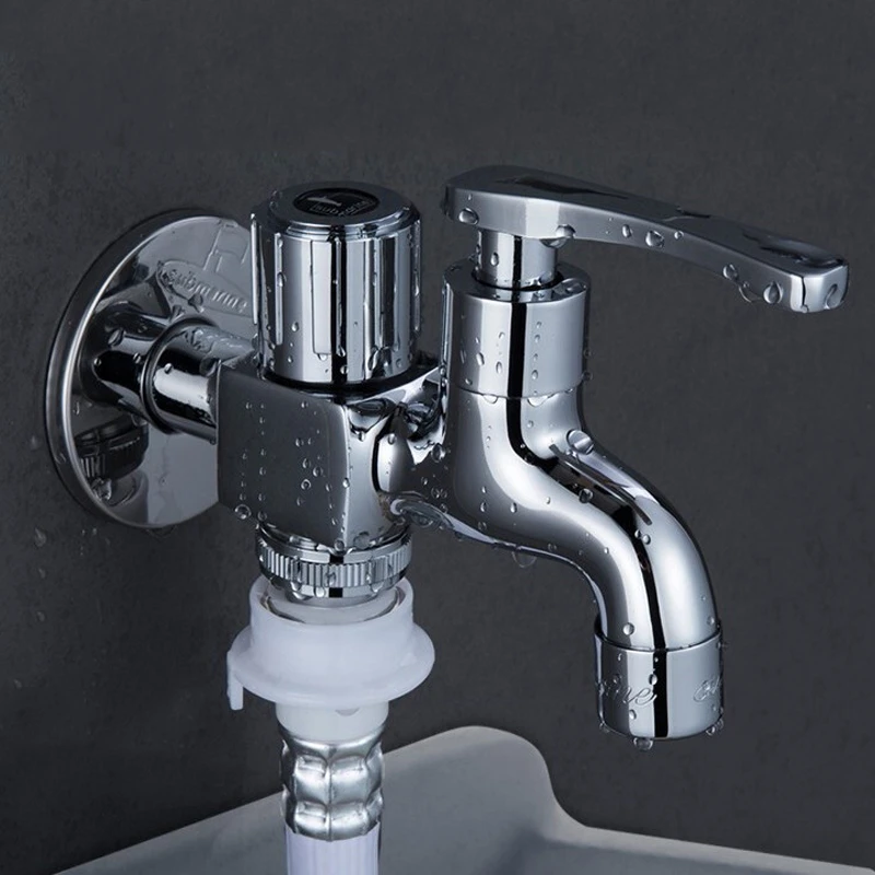 潜水艇全铜一进二出三通洗衣机专用水龙头一分二接头两用6分4分