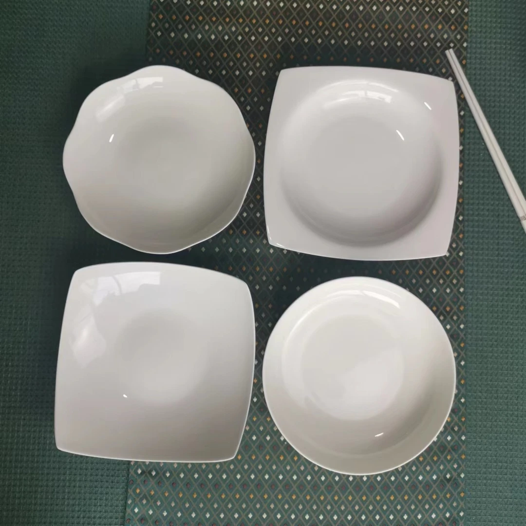 柴纳【异形混搭4件套】花瓣/天圆/四角贵龙/窝盘混搭菜盘西餐盘