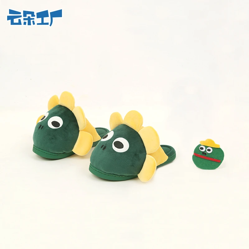 恐龙花学家花花恐龙头棉拖秋冬家用防滑加厚保暖可爱室内露跟拖鞋