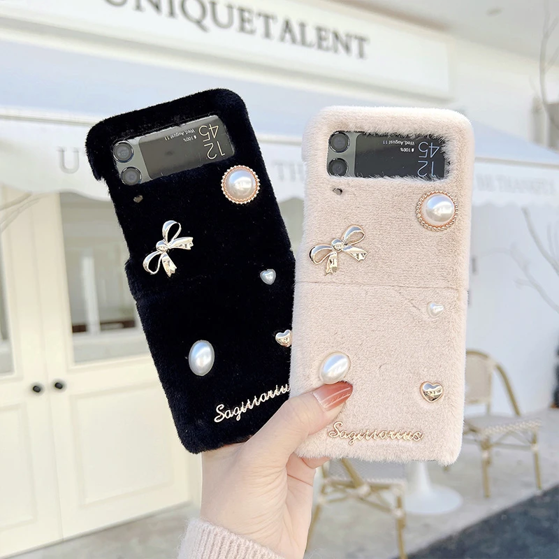 三星zflip3手机壳毛绒壳f7110外壳全包保护壳蝴蝶女款折叠屏时尚