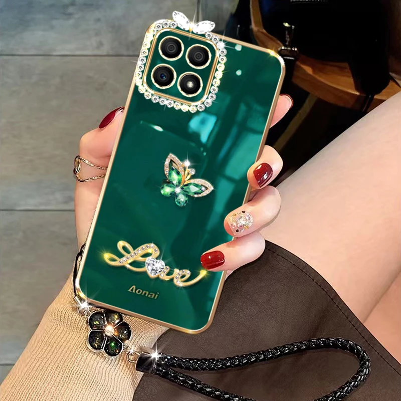 荣耀x30i手机壳直边保护TFY-AN00全包防摔honor x30i高档潮水钻套